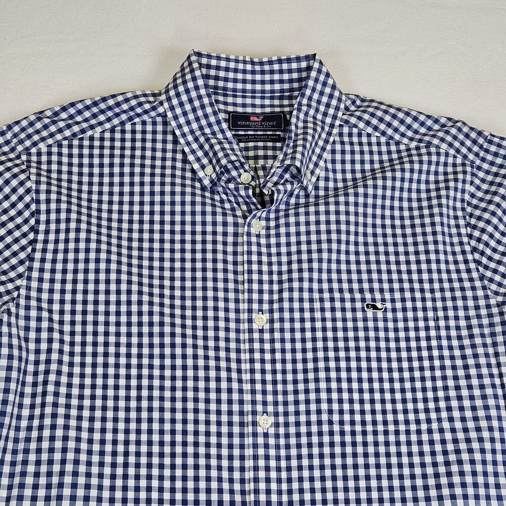 NWOT Vineyard Vines Mens L Tucker Blue Gingham Performance Shirt